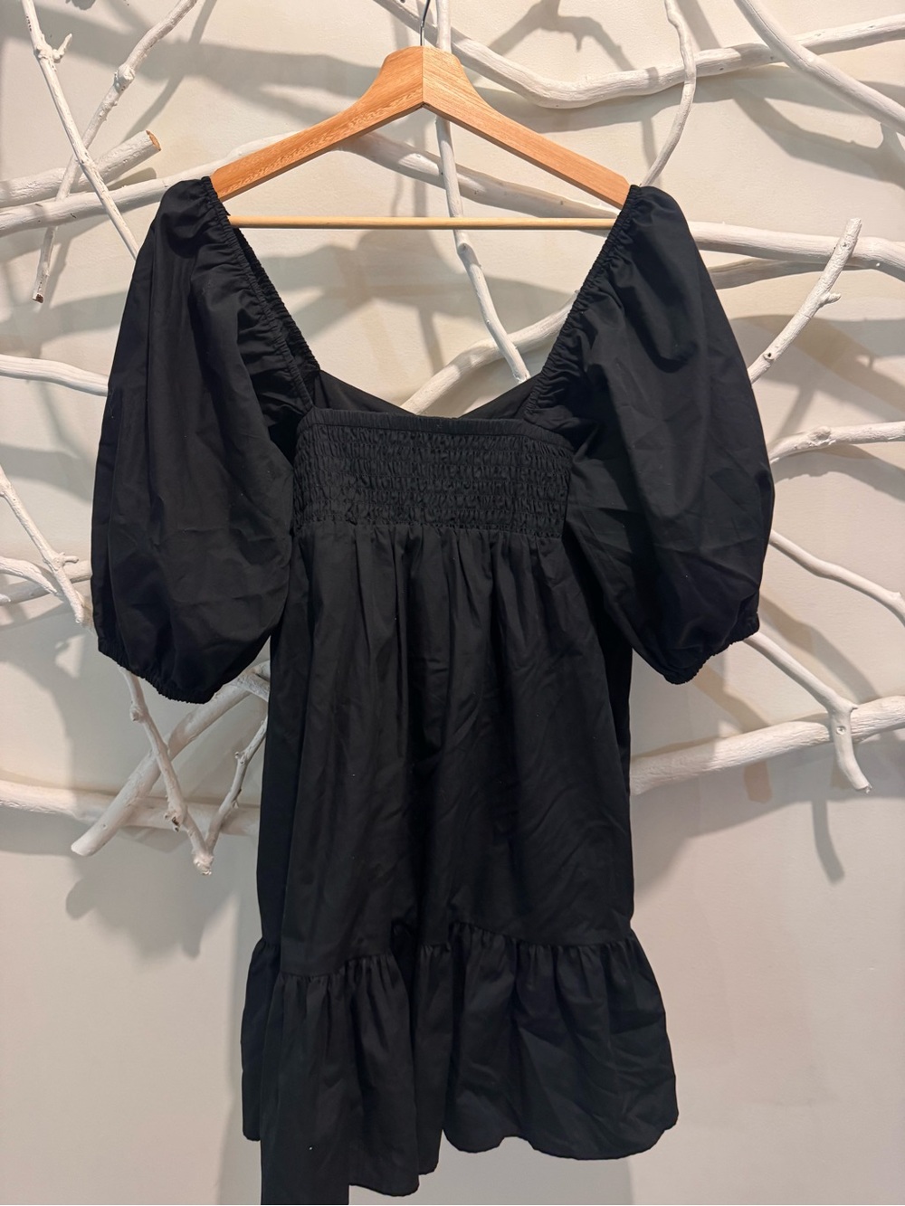 Banana Republic Black Puff-Sleeve Mini Dress